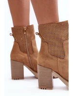 Dámské kůží síťované boty na podpatku Camel Lewski 3386 Dámské kůží síťované boty na podpatku Camel Lewski 3386