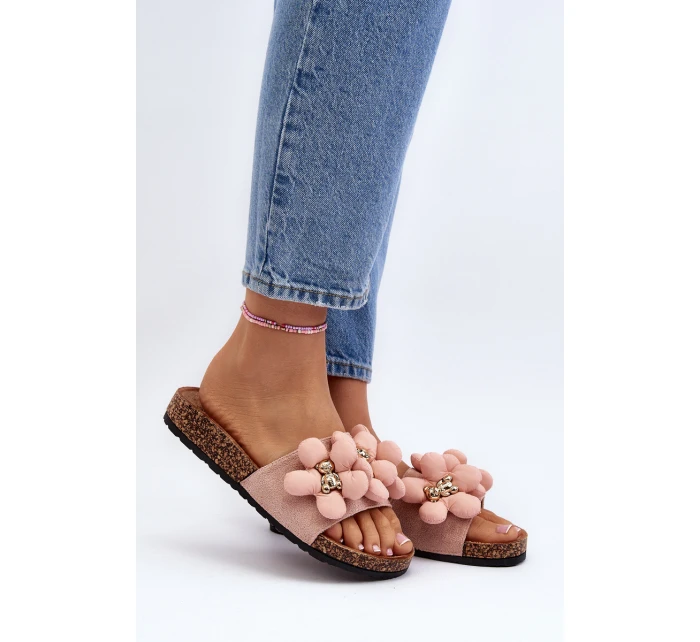 Dámské žabky s růžovými ozdobami model 21648526 - Boto Dámské žabky s růžovými ozdobami model 21648526 - Boto