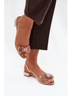 Průhledné sandály s mašlí D&A model 21908380 růžové zlato - S.Barski