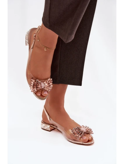 Průhledné sandály s mašlí D&A model 21908380 růžové zlato - S.Barski