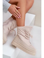 Sněhule na platformě na zip Big Star OO274885 Béžové