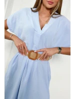 Dámské šaty s ozdobným páskem 24139 sv. modré - Kesi Dámské šaty s ozdobným páskem 24139 sv. modré - Kesi