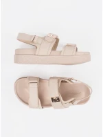 Designové  sandály dámské hnědé platforma