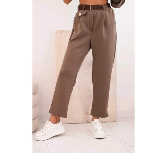 Komplet dámský máslový mikina s kapucí a kalhoty s páskem fango Komplet dámský máslový mikina s kapucí a kalhoty s páskem fango