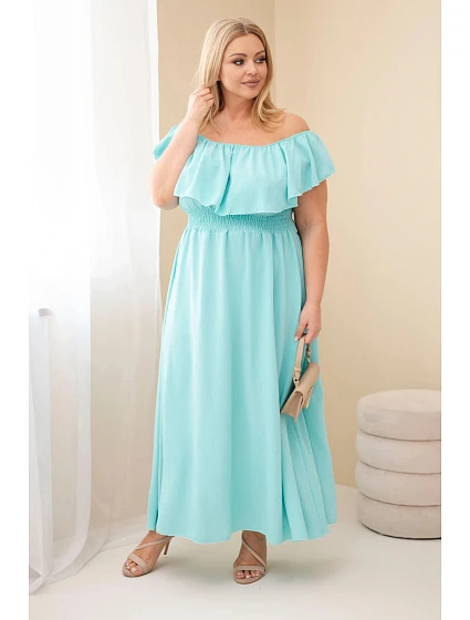 Dámské šaty Plus Size s volánem a elastickým pasem mátová