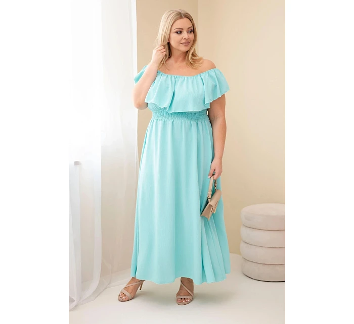 Dámské šaty Plus Size s volánem a elastickým pasem mátová