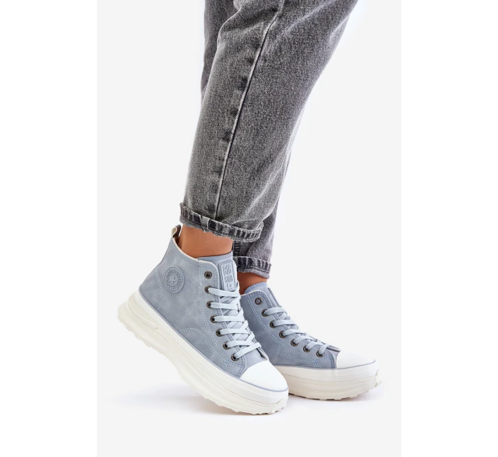 Zateplené dámské tenisky na platformě Big Star OO274072 Modré Zateplené dámské tenisky na platformě Big Star OO274072 Modré