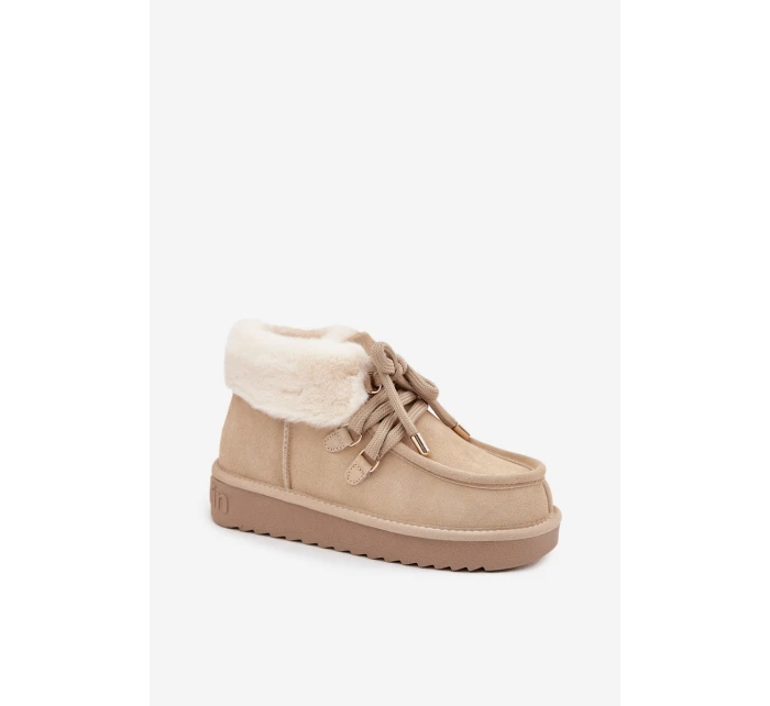 Ženské sněhule z přírodního semiše D.Franklin DFSH375006 světle béžové