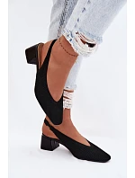 Materiálové dámské sandály na podpatku Černé model 22102921 - Boto