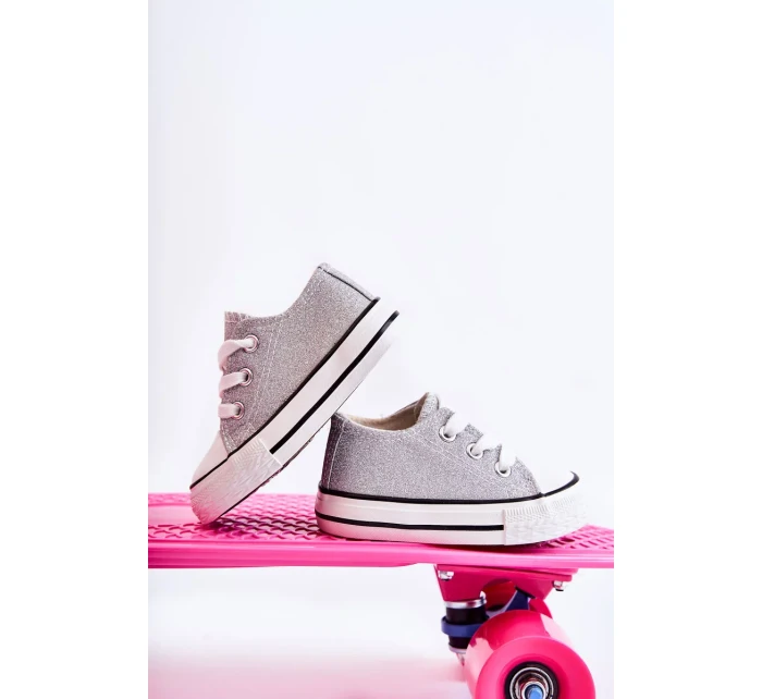 Dětské tenisky vázané stříbrný Wella