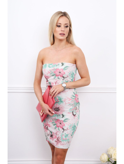 Elegantní vypasované šaty s růžovými květy