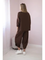 Bavlněná mikina kalhoty set hnědý Bavlněná mikina kalhoty set hnědý