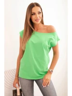 Dámská blůza s odhaleným ramenem zelená Dámská blůza s odhaleným ramenem zelená