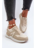 Dámské tenisky z ekologické kůže béžové model 21657655 - Boto Dámské tenisky z ekologické kůže béžové model 21657655 - Boto