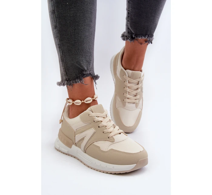 Dámské tenisky z ekologické kůže béžové model 21657655 - Boto Dámské tenisky z ekologické kůže béžové model 21657655 - Boto