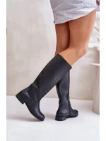 Kožené dámské kozačky do  na zip Lewski černé model 21672660 - Zazoo