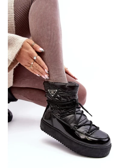 Dámské boty do sněhu na platformě se šněrováním v černém Fleure Dámské boty do sněhu na platformě se šněrováním v černém Fleure