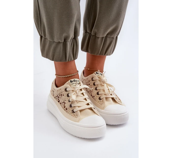 Krajkové dámské tenisky Lee Cooper béžová Krajkové dámské tenisky Lee Cooper béžová