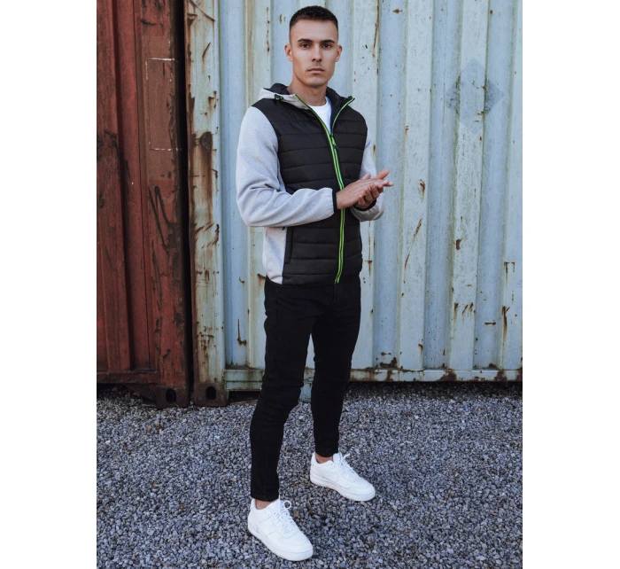 Pánská přechodná prošívaná bunda s kapucí šedá TX4862