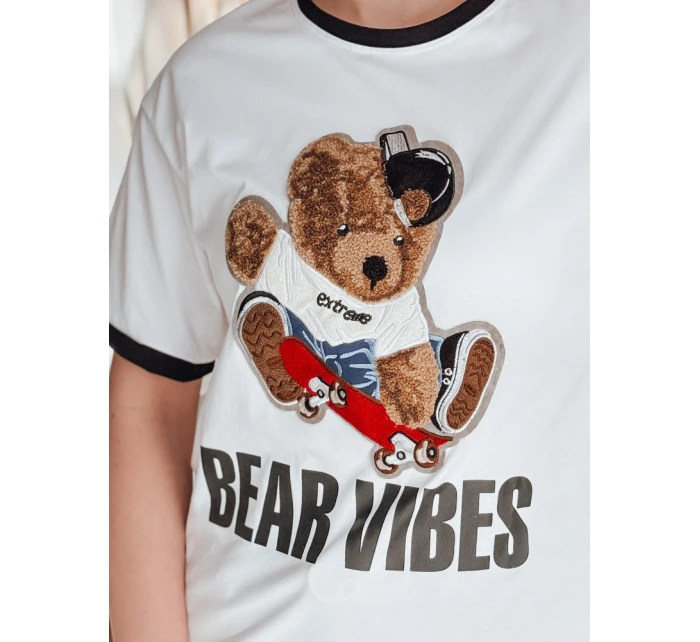 Dámské oversize tričko s výšivkou medvídka MISIONISTA white FashionStreet RY2852