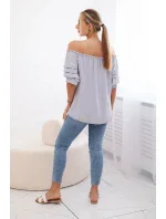 Španělská halenka s ozdobnými rukávy šedý Španělská halenka s ozdobnými rukávy šedý