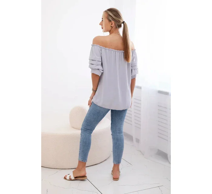 Španělská halenka s ozdobnými rukávy šedý Španělská halenka s ozdobnými rukávy šedý