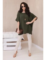 Oversized halenka s přívěskem khaki Oversized halenka s přívěskem khaki