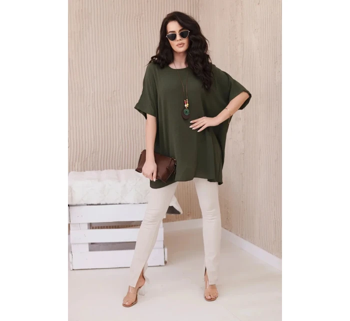 Oversized halenka s přívěskem khaki Oversized halenka s přívěskem khaki