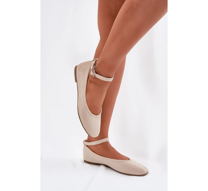 Eko Semišové Baletky S Páskem A Přezkou Béžové model 21698991 - Boto