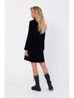 M767 Šaty s výstřihem do V - černé M767 Šaty s výstřihem do V - černé