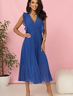 315-8 EMILY plisované šaty s volánky a výstřihem - barva CHABRIEL