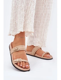 Dámské Pantofle S Přezkami Béžové model 21700025 - Boto