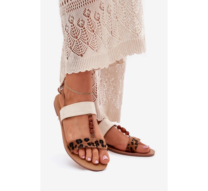 Ploché Dámské Sandály S Leopardí Hnědé model 21702265 - Boto