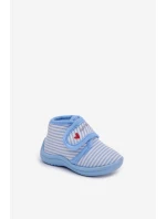 Dětské papuče na suchý zip s pruhy modré Lavelle Dětské papuče na suchý zip s pruhy modré Lavelle