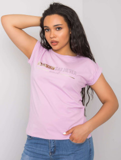Světle fialové tričko plus velikosti s nášivkami