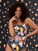 Jednodílné plavky 7734 M3 tm.modré s květy - Anita