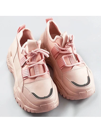 Růžové šněrovací sneakersy na platformě model 17189745