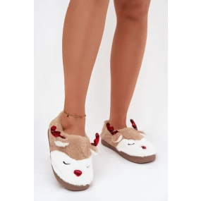 Vánoční dámské pantofle s motivem béžové model 21772591 - Boto Vánoční dámské pantofle s motivem béžové model 21772591 - Boto