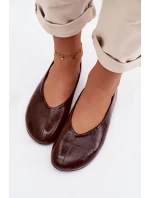 Lakované Baleríny z Eko Kůže Čokoládové Selanora