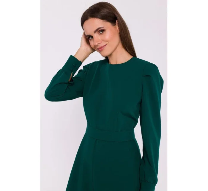 S378 Rozšířené šaty s páskem S378  zelené - Stylove