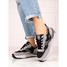 Pohodlné dámské tenisky šedo-stříbrné bez podpatku Pohodlné dámské tenisky šedo-stříbrné bez podpatku