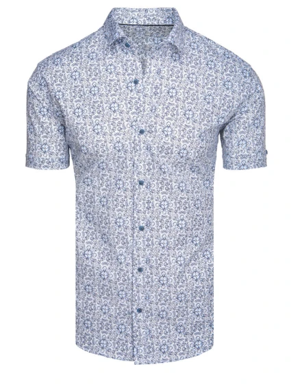 Pánská vzorovaná košile s krátkým rukávem modrá FashionStreet KX1054