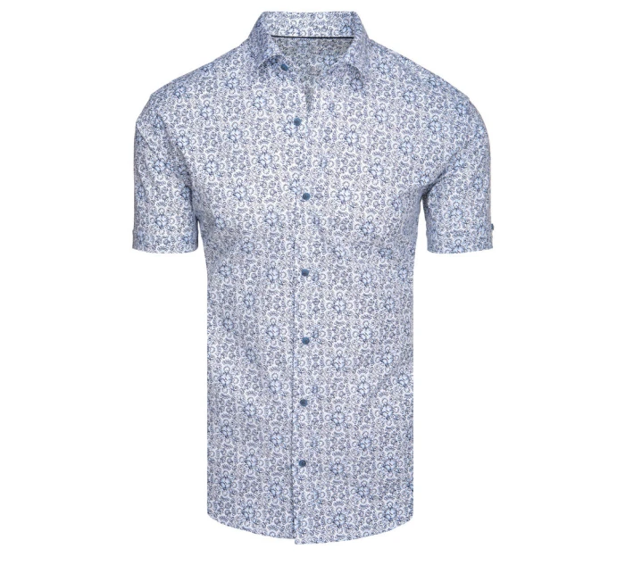Pánská vzorovaná košile s krátkým rukávem modrá FashionStreet KX1054