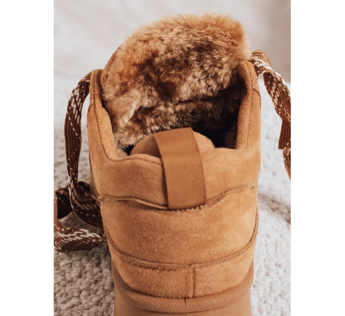 Dámské tenisky s kožešinou na platformě camel FashionStreet ZY1068 Dámské tenisky s kožešinou na platformě camel FashionStreet ZY1068