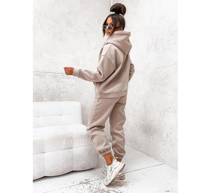 Béžová bavlněná hrubší dámská tepláková souprava model 21463537 - Moon