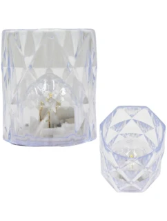 MINI DEKORATIVNÍ LAMPA 6 CM TRANSPARENTNÍ TEPLÁ BÍLÁ 1 LED