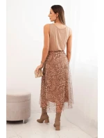 Dámská souprava s svetrem a šaty camelový model 21412180 - K-Fashion