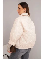 Dámská jarní prošívaná bunda s květinovým vzorem béžová