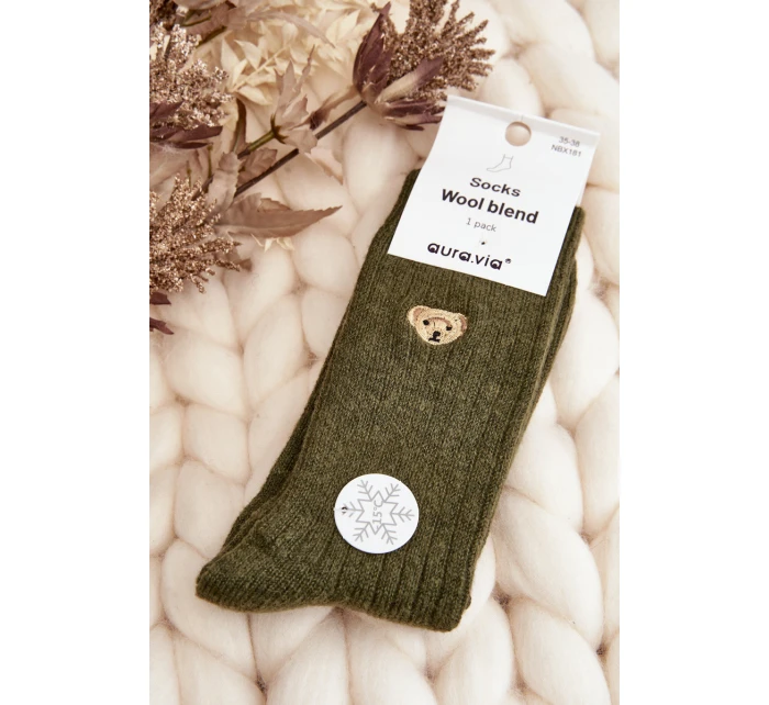 Dámské silné ponožky s model 21643650 tmavě zelené - Aura.via