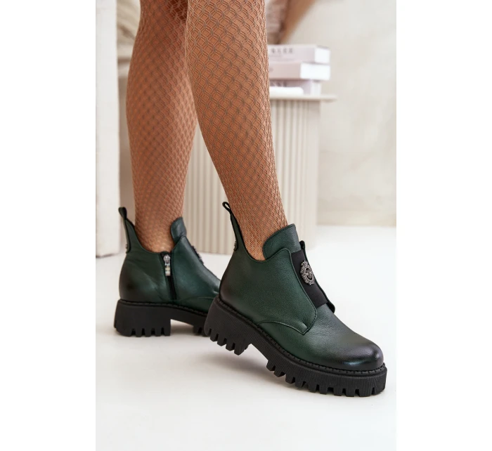 Zazoo Dámské kožené boty s ozdobou model 21669311 - Boto Zazoo Dámské kožené boty s ozdobou model 21669311 - Boto